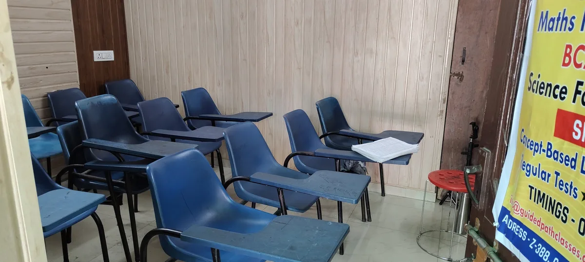 Desks in the Guided Path Classes classroom